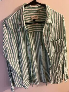 Universal Thread Green and White Striped Blouse
